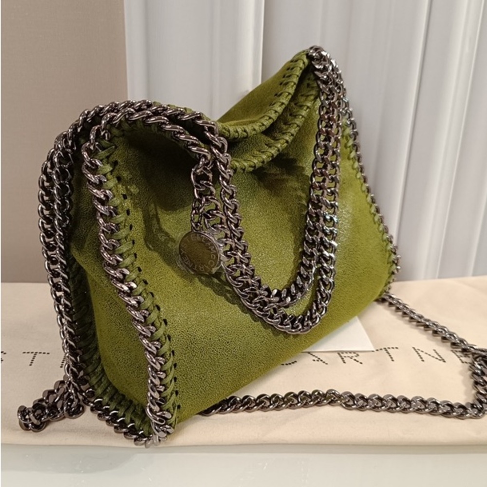 Stella McCartney Olive Green Chain Trim Tote - Picture 5 of 9